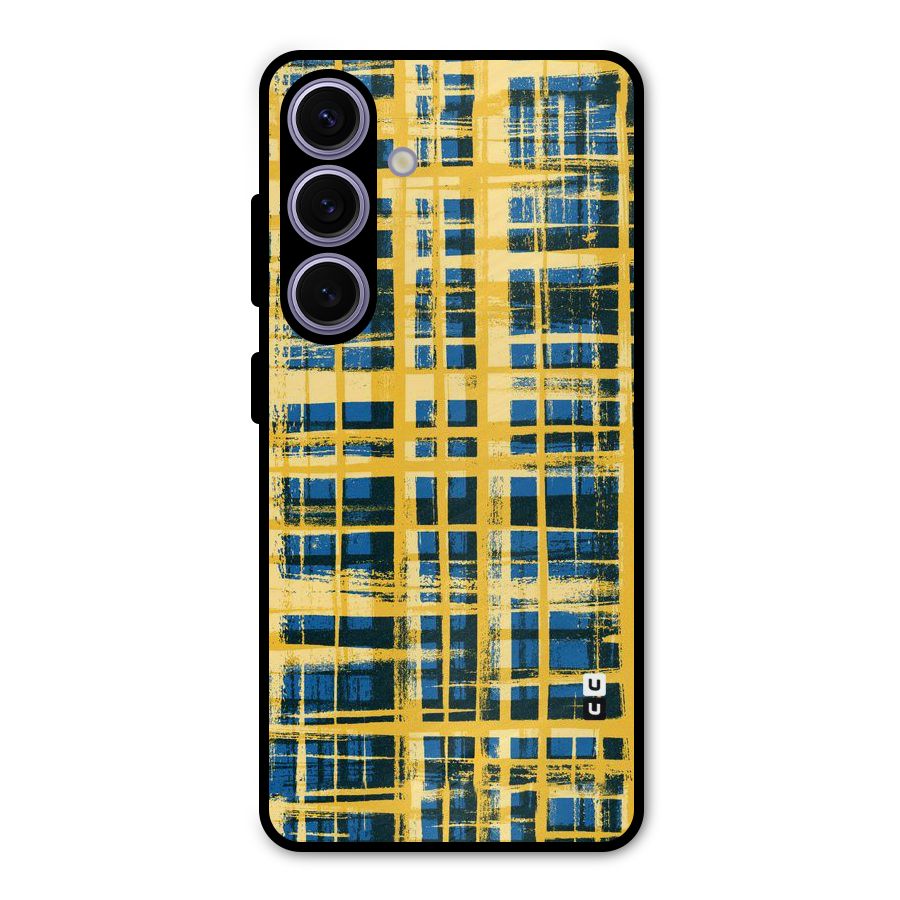 Yellow Rugged Check Design Metal Back Case for Galaxy S24