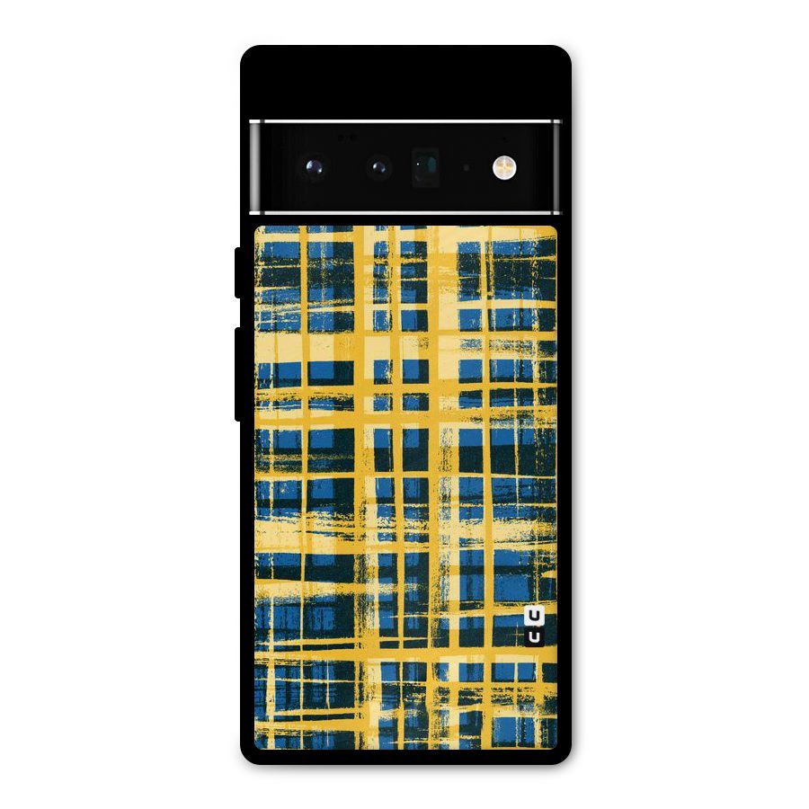 Yellow Rugged Check Design Metal Back Case for Google Pixel 6 Pro
