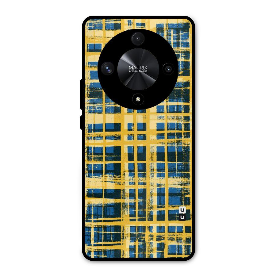 Yellow Rugged Check Design Metal Back Case for Honor X9b