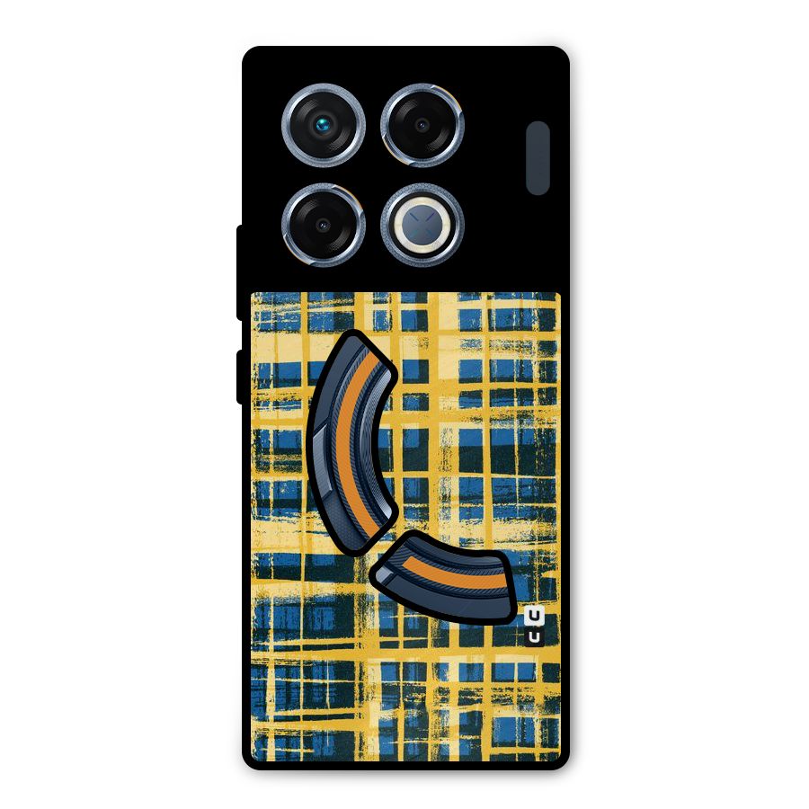 Yellow Rugged Check Design Metal Back Case for Infinix GT 20 Pro