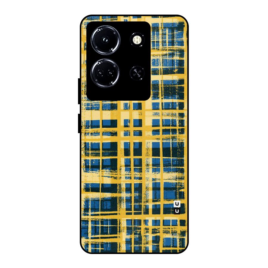 Yellow Rugged Check Design Metal Back Case for Infinix Note 30 5G