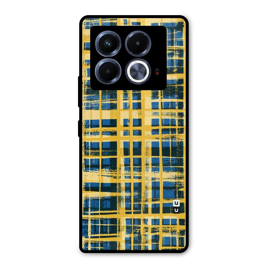 Yellow Rugged Check Design Metal Back Case for Infinix Note 40 5G