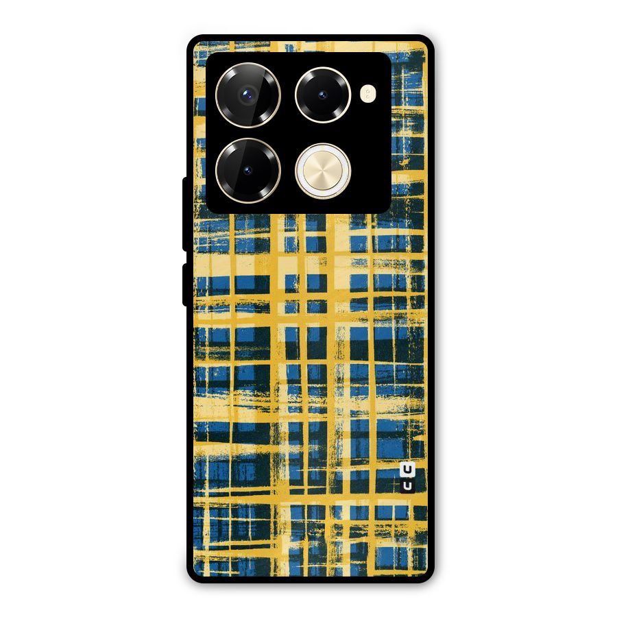 Yellow Rugged Check Design Metal Back Case for Infinix Note 40 Pro