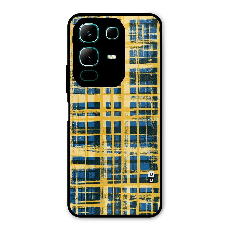 Yellow Rugged Check Design Metal Back Case for Infinix Note 50x