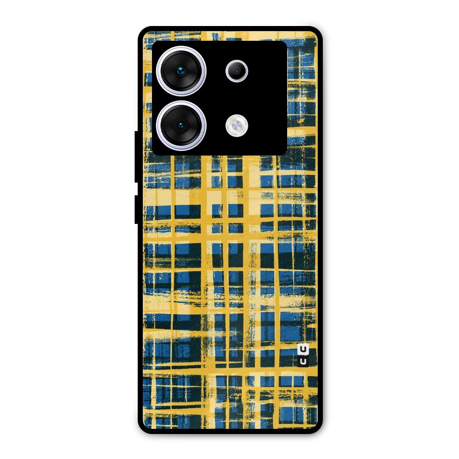 Yellow Rugged Check Design Metal Back Case for Infinix Zero 30 5G