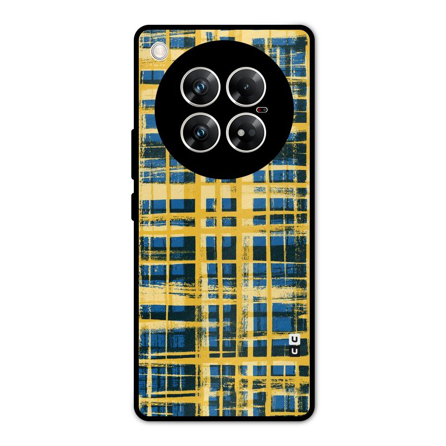 Yellow Rugged Check Design Metal Back Case for Infinix Zero 40 5G