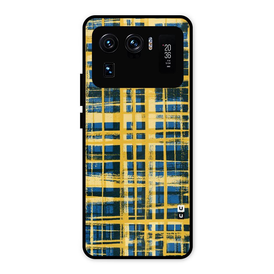 Yellow Rugged Check Design Metal Back Case for Mi 11 Ultra