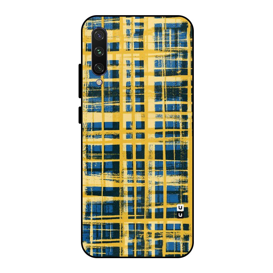 Yellow Rugged Check Design Metal Back Case for Mi A3