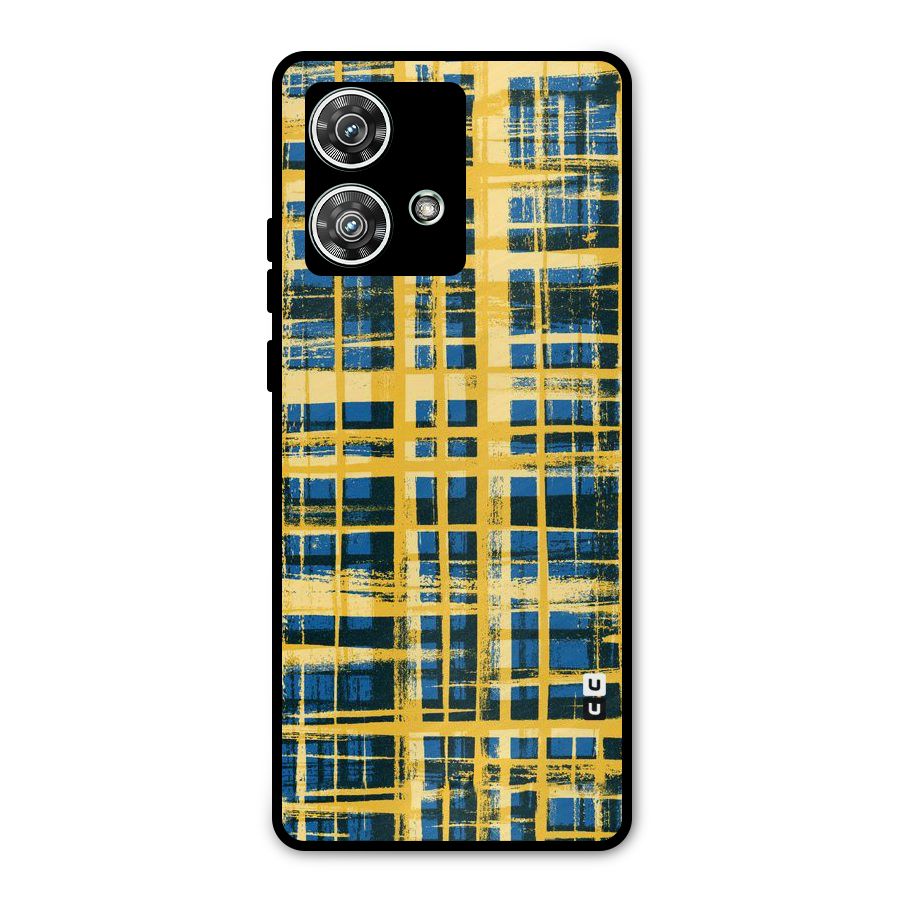 Yellow Rugged Check Design Metal Back Case for Motorola Edge 40 Neo