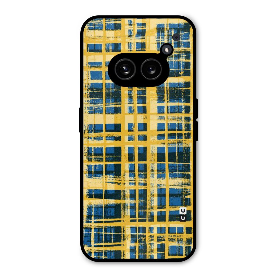 Yellow Rugged Check Design Metal Back Case for Nothing Phone 2a Plus
