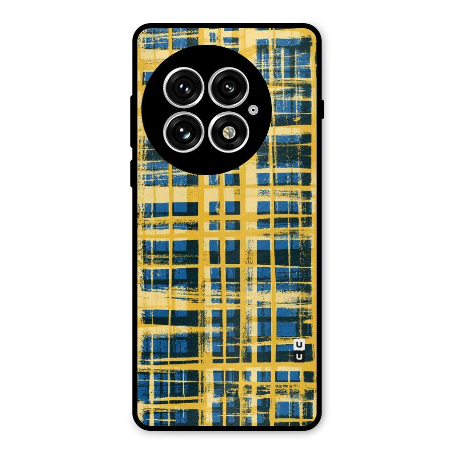 Yellow Rugged Check Design Metal Back Case for OnePlus 13
