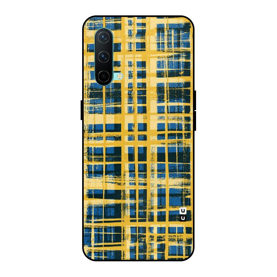 Yellow Rugged Check Design Metal Back Case for OnePlus Nord CE 5G