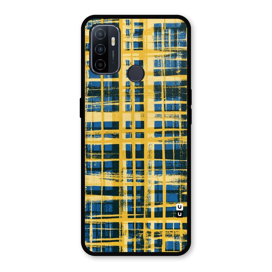 Yellow Rugged Check Design Metal Back Case for Oppo A53