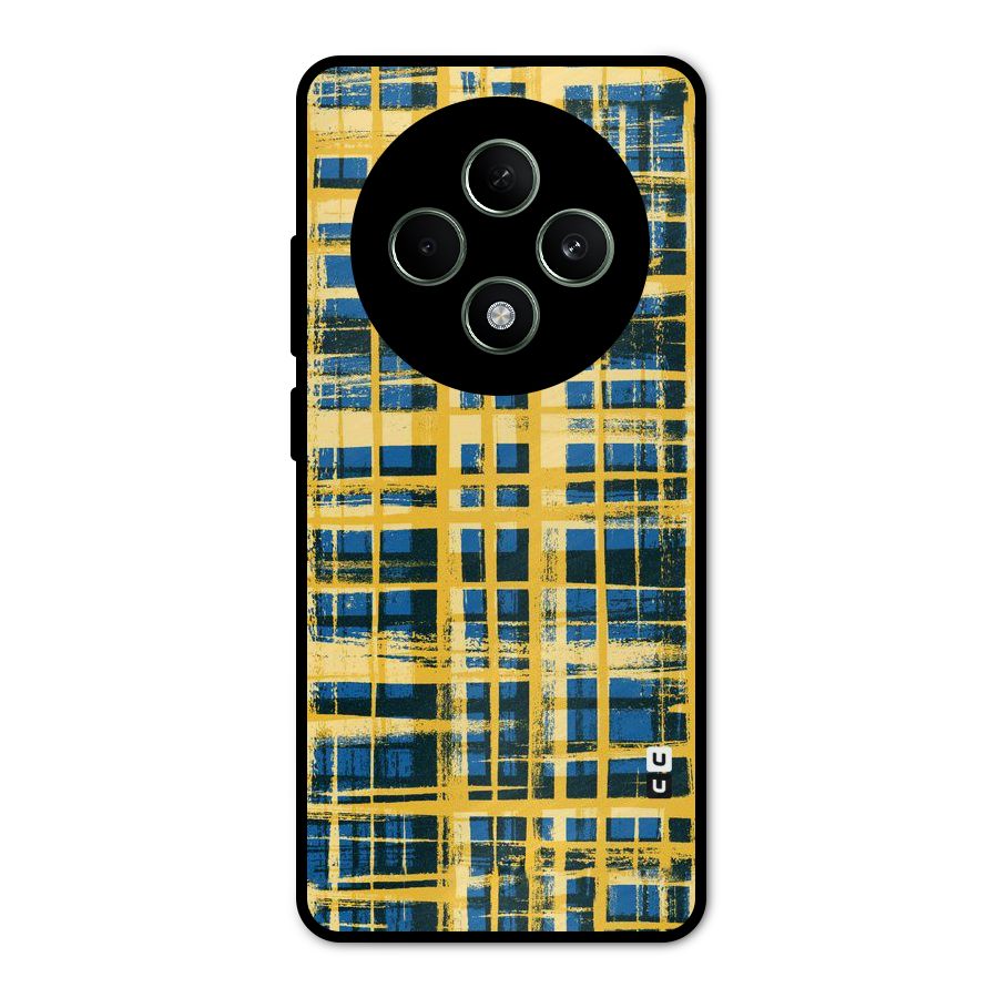 Yellow Rugged Check Design Metal Back Case for Oppo F27