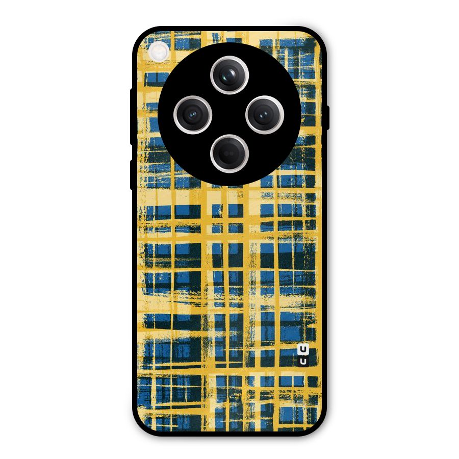 Yellow Rugged Check Design Metal Back Case for Oppo Find X8