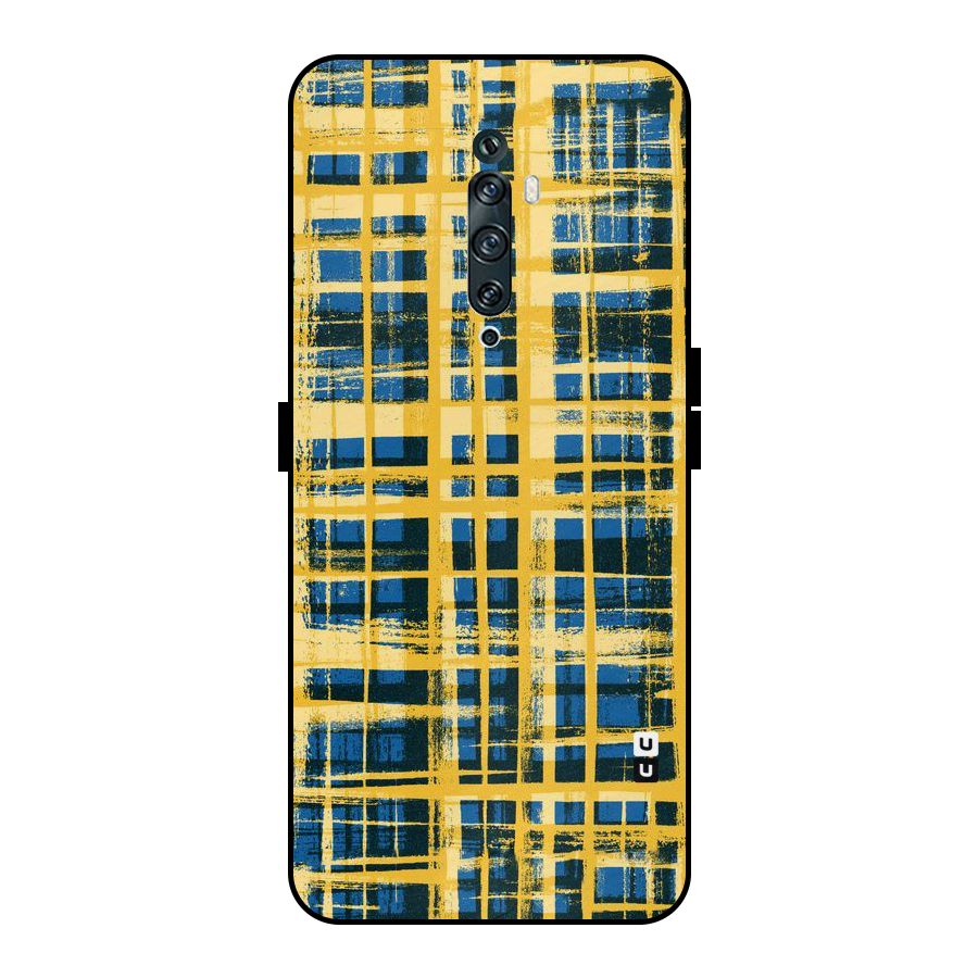 Yellow Rugged Check Design Metal Back Case for Oppo Reno2 F