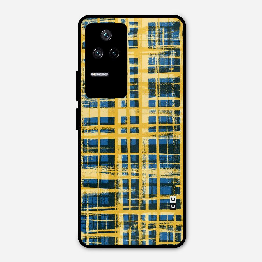 Yellow Rugged Check Design Metal Back Case for Poco F4 5G