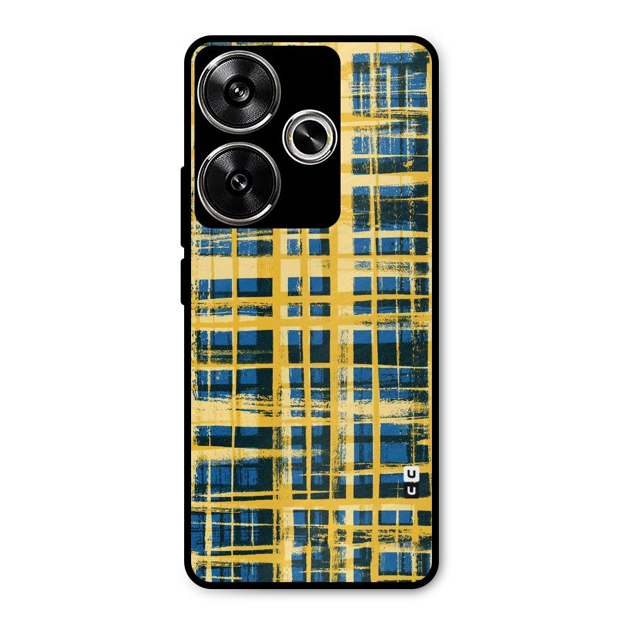 Yellow Rugged Check Design Metal Back Case for Poco F6
