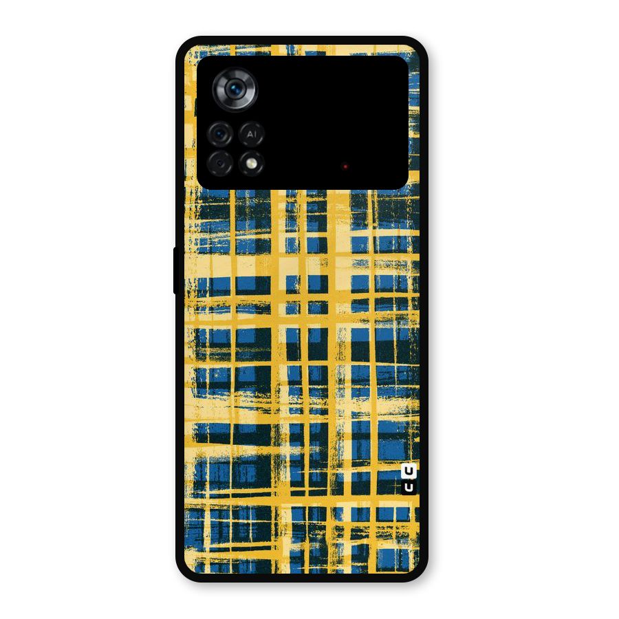 Yellow Rugged Check Design Metal Back Case for Poco X4 Pro 5G
