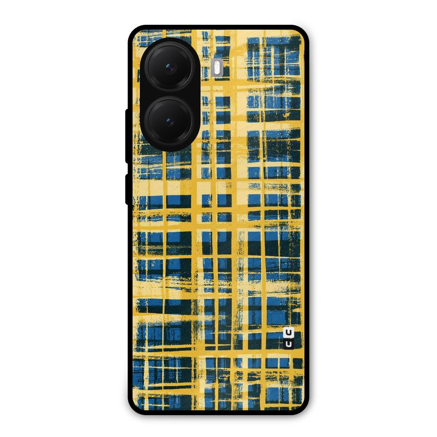 Yellow Rugged Check Design Metal Back Case for Poco X7 Pro