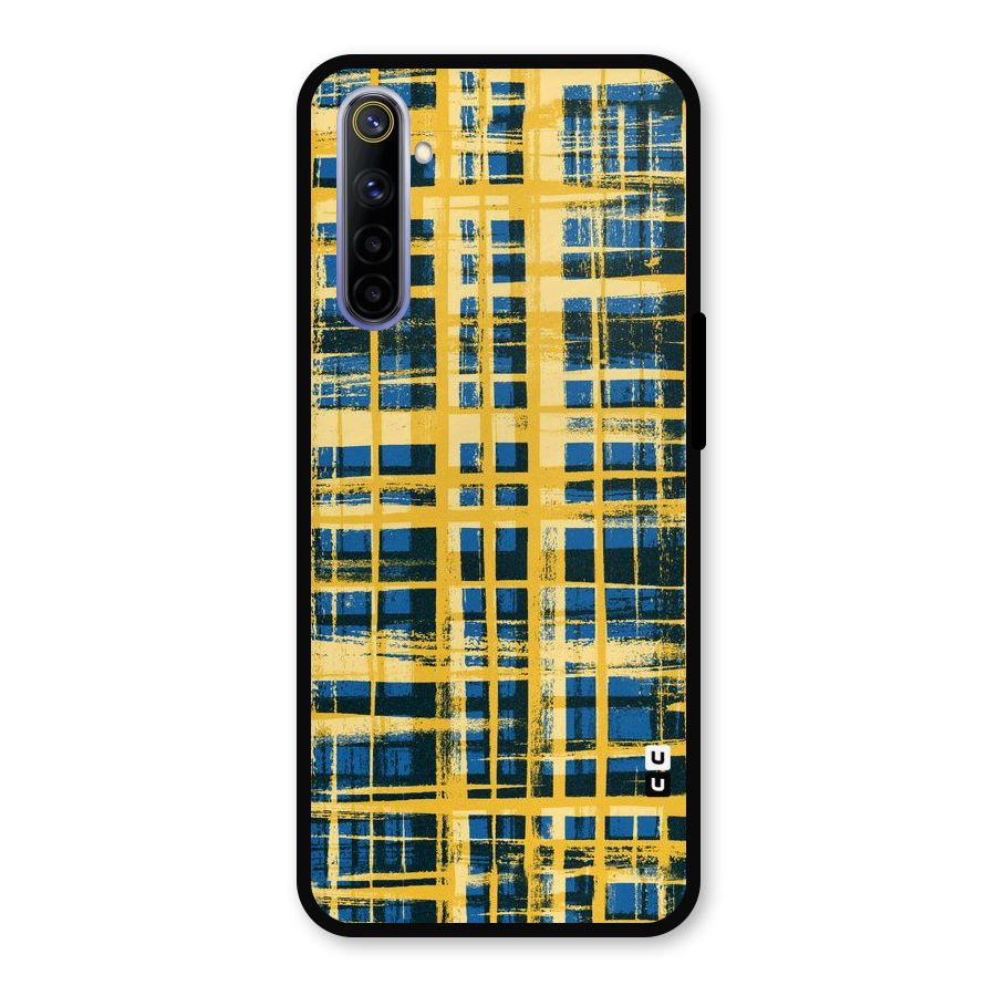 Yellow Rugged Check Design Metal Back Case for Realme 6