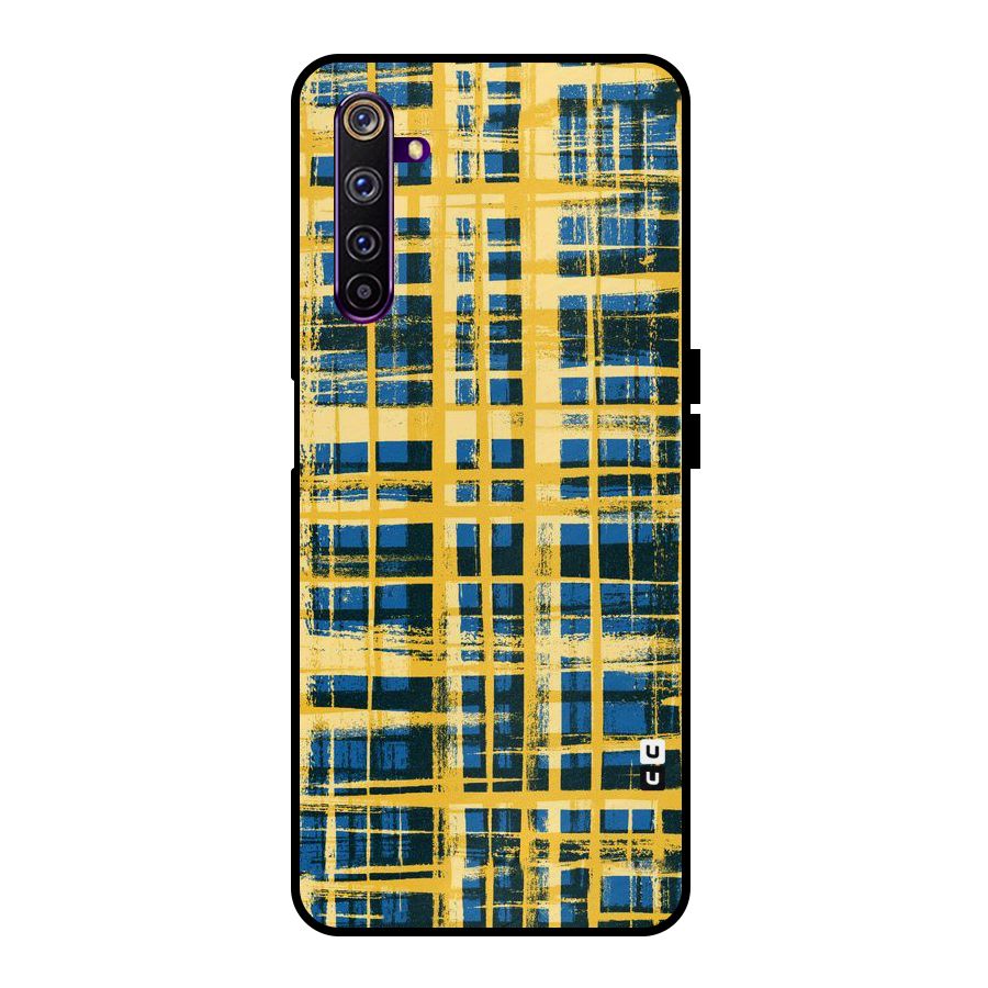 Yellow Rugged Check Design Metal Back Case for Realme 6 Pro