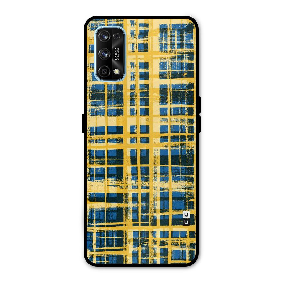 Yellow Rugged Check Design Metal Back Case for Realme 7 Pro