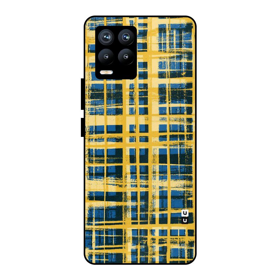 Yellow Rugged Check Design Metal Back Case for Realme 8 Pro