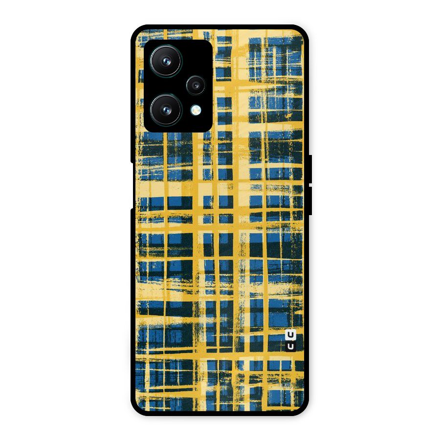 Yellow Rugged Check Design Metal Back Case for Realme 9 Pro 5G