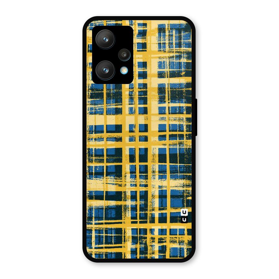 Yellow Rugged Check Design Metal Back Case for Realme 9 Pro Plus 5G