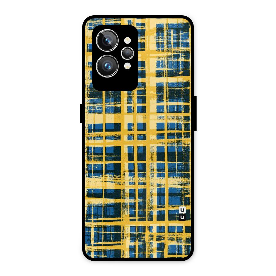 Yellow Rugged Check Design Metal Back Case for Realme GT2 Pro