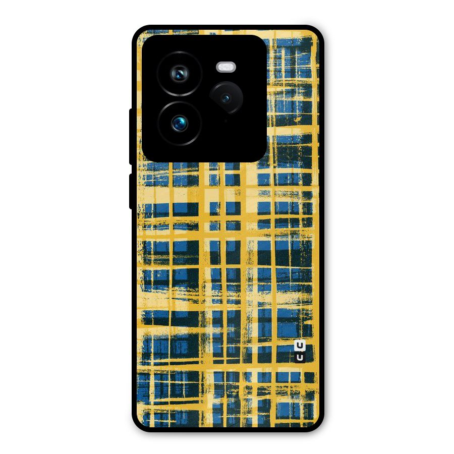 Yellow Rugged Check Design Metal Back Case for Realme GT 7 Pro