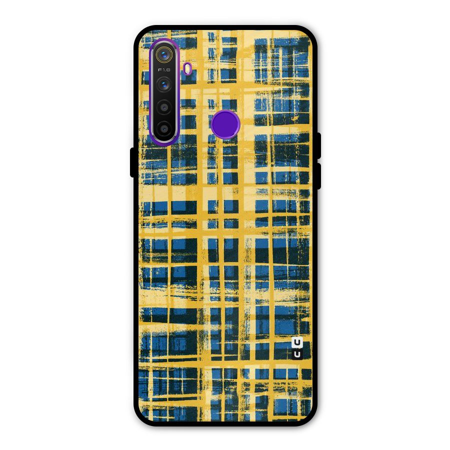 Yellow Rugged Check Design Metal Back Case for Realme Narzo 10