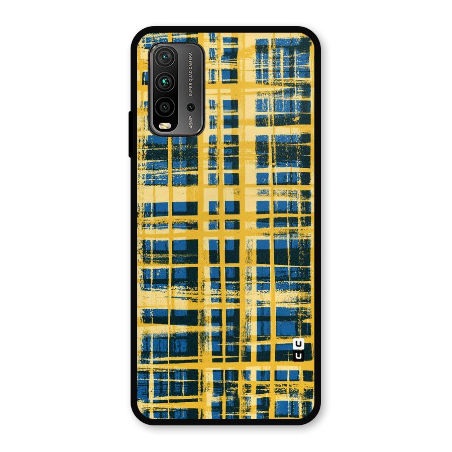 Yellow Rugged Check Design Metal Back Case for Redmi 9 Power