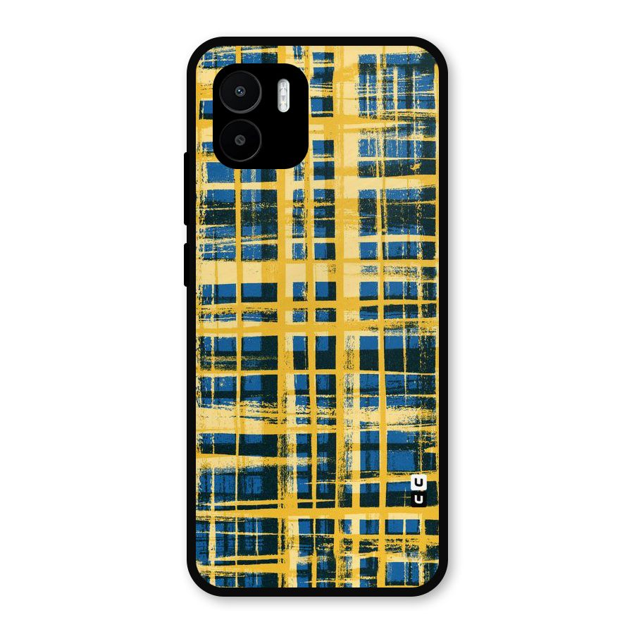 Yellow Rugged Check Design Metal Back Case for Redmi A2