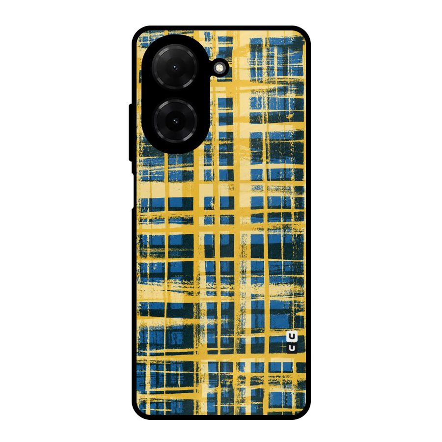 Yellow Rugged Check Design Metal Back Case for Redmi A5 4G