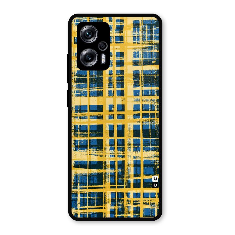 Yellow Rugged Check Design Metal Back Case for Redmi K50i
