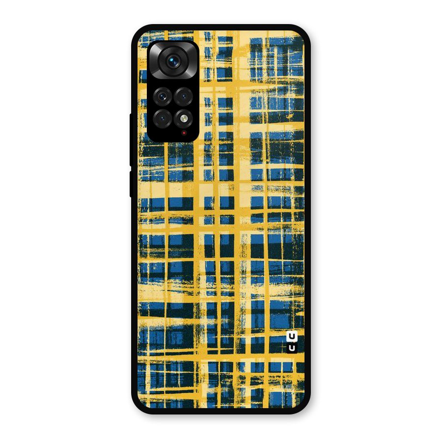 Yellow Rugged Check Design Metal Back Case for Redmi Note 11s