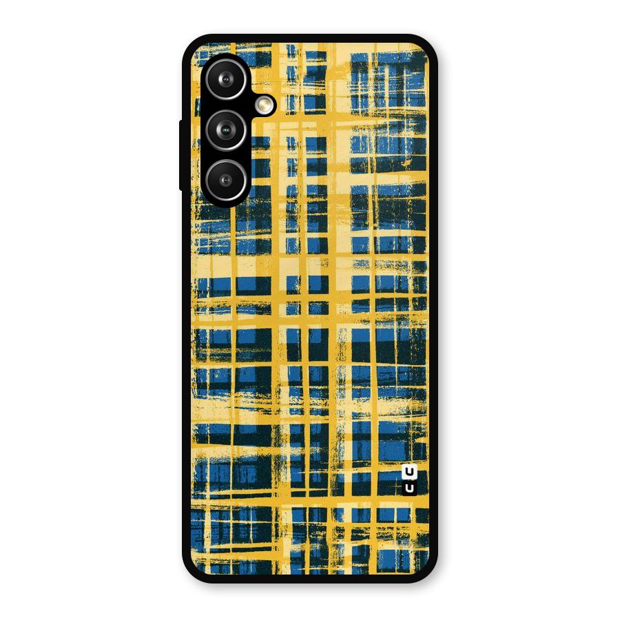 Yellow Rugged Check Design Metal Back Case for Samsung Galaxy M54
