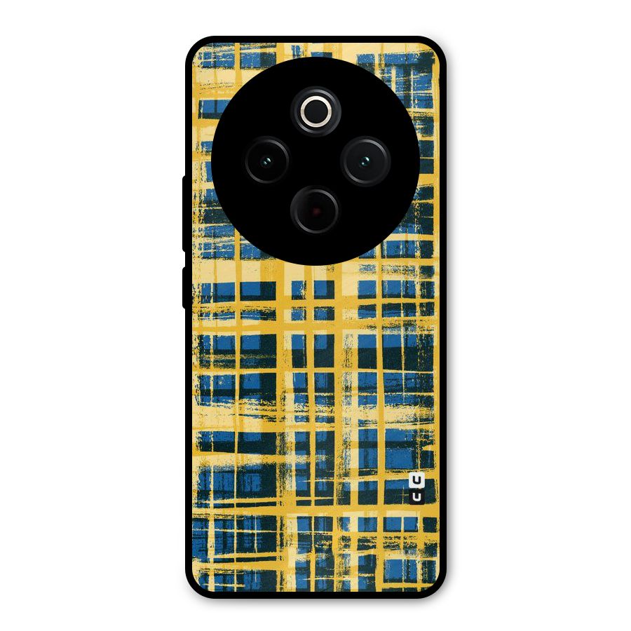 Yellow Rugged Check Design Metal Back Case for Vivo T4