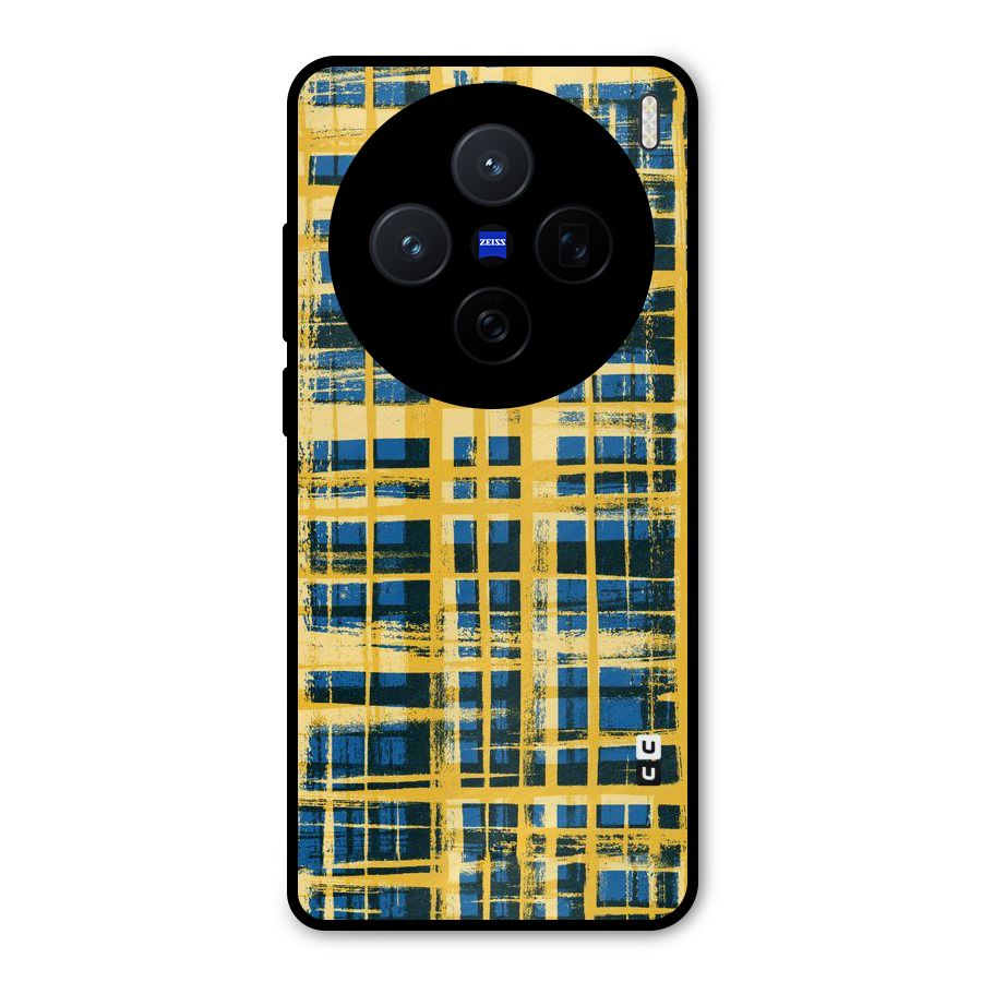 Yellow Rugged Check Design Metal Back Case for Vivo X200