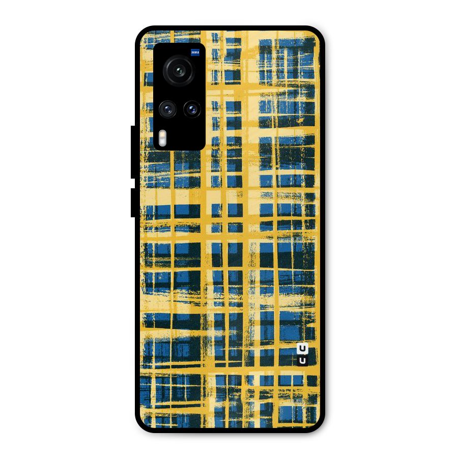 Yellow Rugged Check Design Metal Back Case for Vivo X60