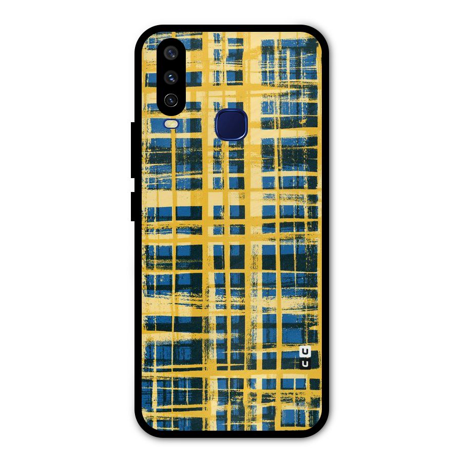 Yellow Rugged Check Design Metal Back Case for Vivo Y12