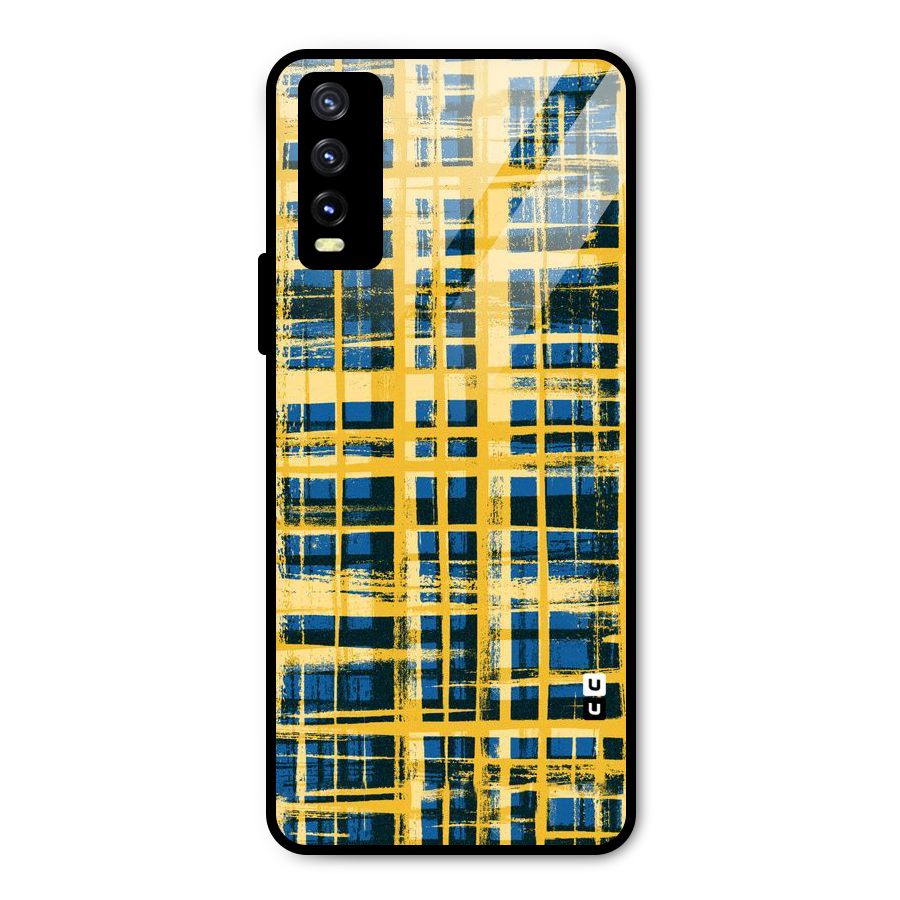 Yellow Rugged Check Design Metal Back Case for Vivo Y20