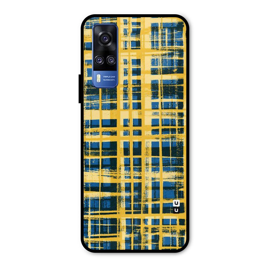 Yellow Rugged Check Design Metal Back Case for Vivo Y31