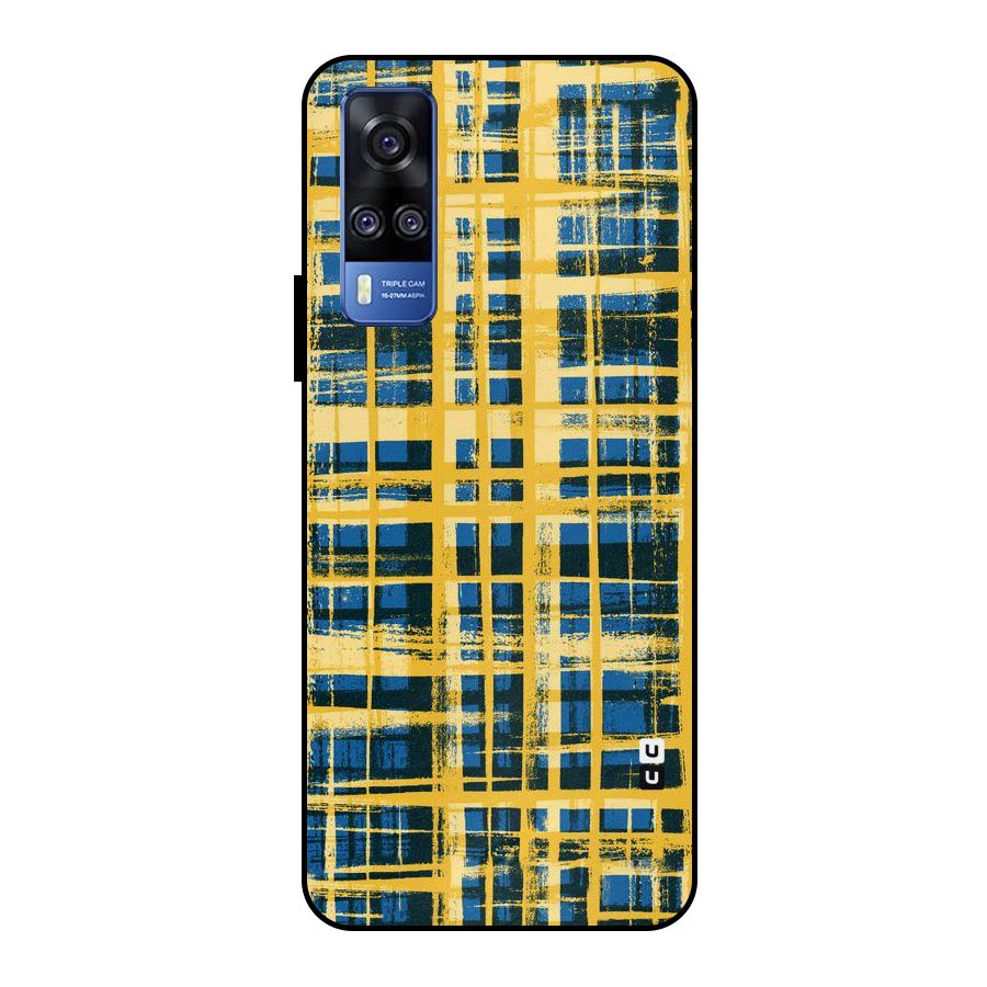Yellow Rugged Check Design Metal Back Case for Vivo Y51