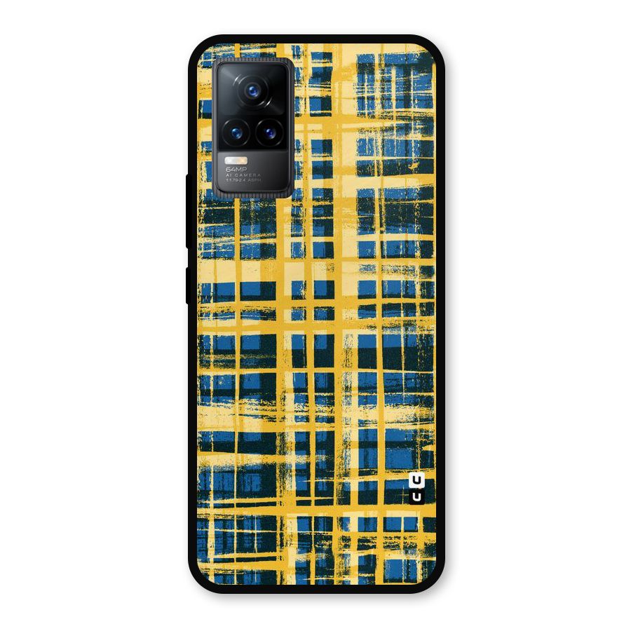 Yellow Rugged Check Design Metal Back Case for Vivo Y73