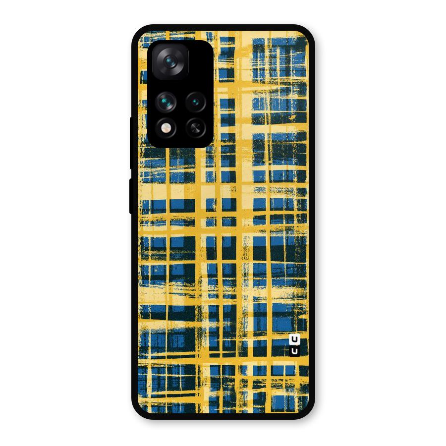 Yellow Rugged Check Design Metal Back Case for Xiaomi 11i Hypercharge 5G