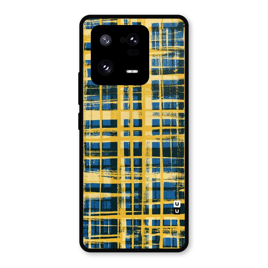 Yellow Rugged Check Design Metal Back Case for Xiaomi 13 Pro