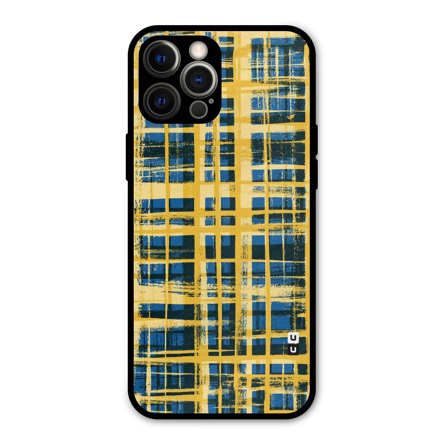 Yellow Rugged Check Design Metal Back Case for iPhone 12 Pro Max